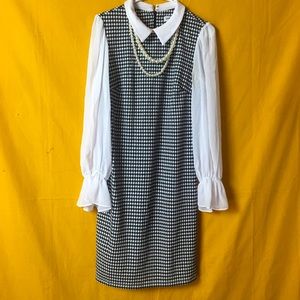 Dress with attached faux pearl necklace